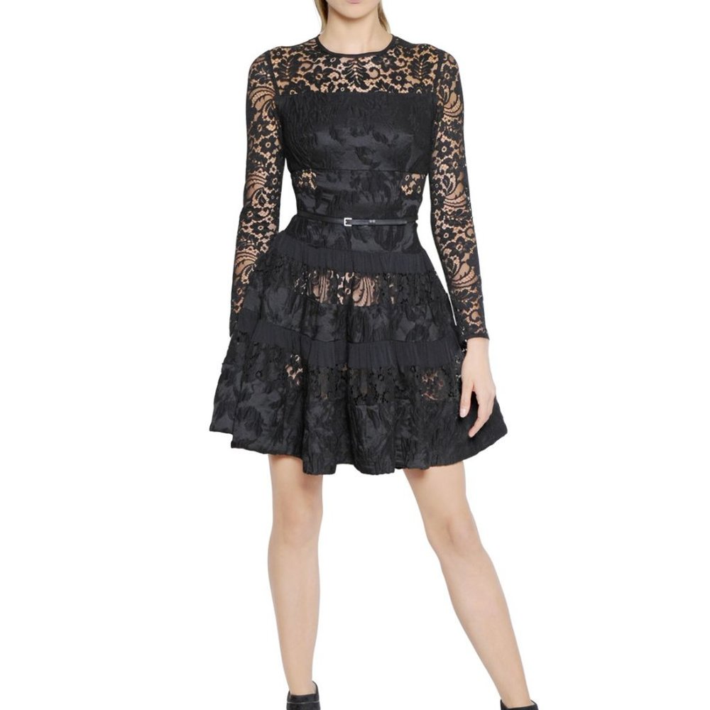 Elie Saab Black Lace Brocade Dress